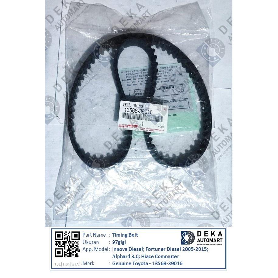 Jual Timing Belt Genuine Toyota 97gigi untuk Innova Diesel; Fortuner ...