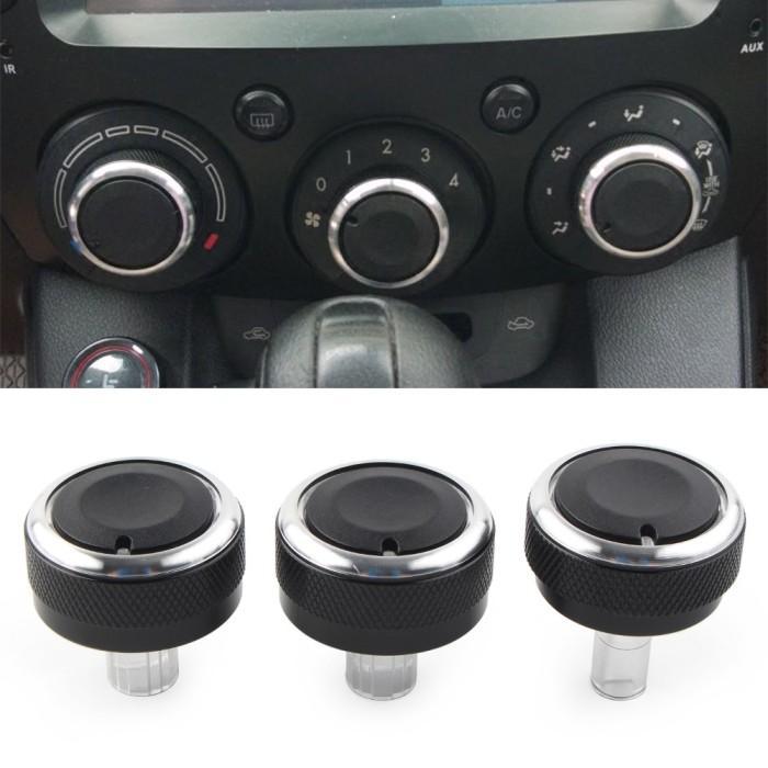 Jual 3Pcs/Set Car Switch Knob Heater Climate Control Button Dials Frame ...