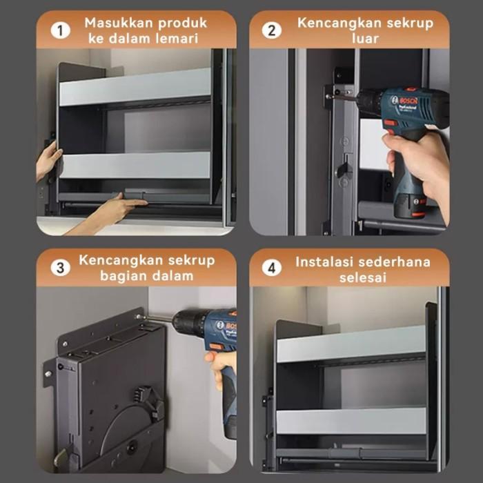 Jual 2 Susunrak Piring Lift Tarik Keranjang Lift-Down Keranjang Dapur ...