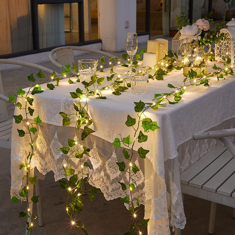 Jual 10/5m Artificial Vine Plants Hanging Ivy Green Turtle Leaves LED ...
