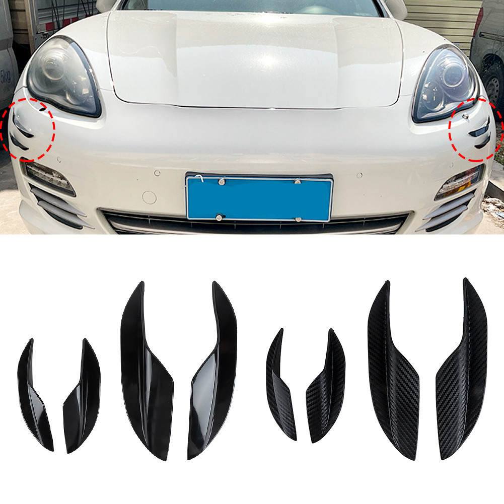 Carbon Fiber Car Front Bumper Lip Spoiler Splitter Protector Red Lip +Strut Rods