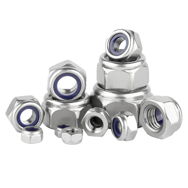 Jual 10pcs Nylon Locknut 304 Stainless Steel Hex Hexagon Lock Nut M3 M4 ...