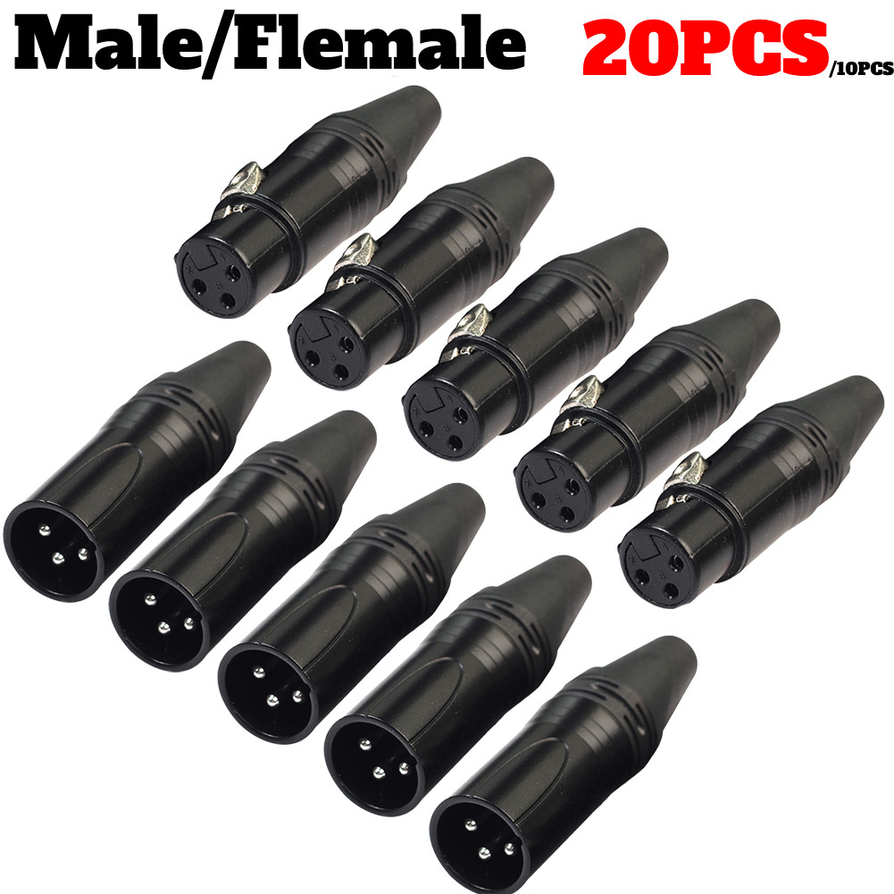 Jual 10/20pcs XLR 3Pin Male Female DIY Audio Cable Mic Connectors ...
