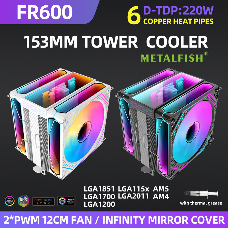 Jual Metalfish CPU Air Cooler 4 6 Heat Pipe PC Radiator Cooling ARGB ...