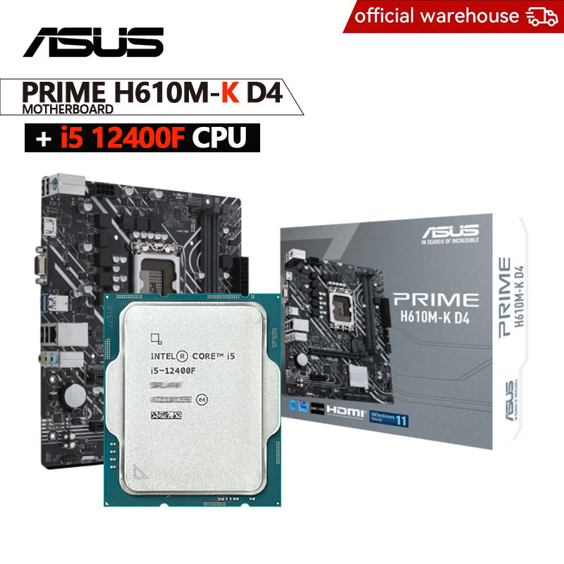 Jual Intel Core i5-12400F CPU processor + ASUS PRIME H610M K D4
