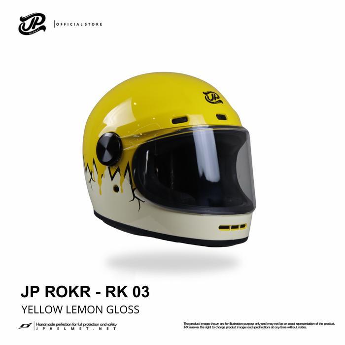 Jual Helm Fullface Retro JP ROKR - RK 03 Yellow Lemon Gloss | Shopee ...