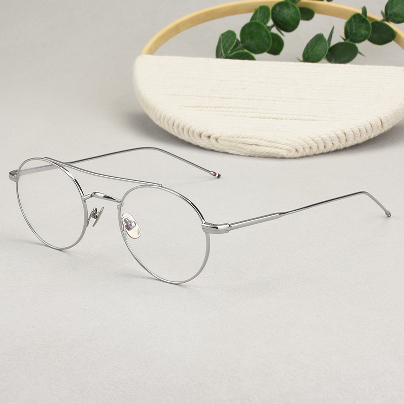 Jual Retro Titanium Double-beam Round Spectacle Frame TBX101 Fashion ...