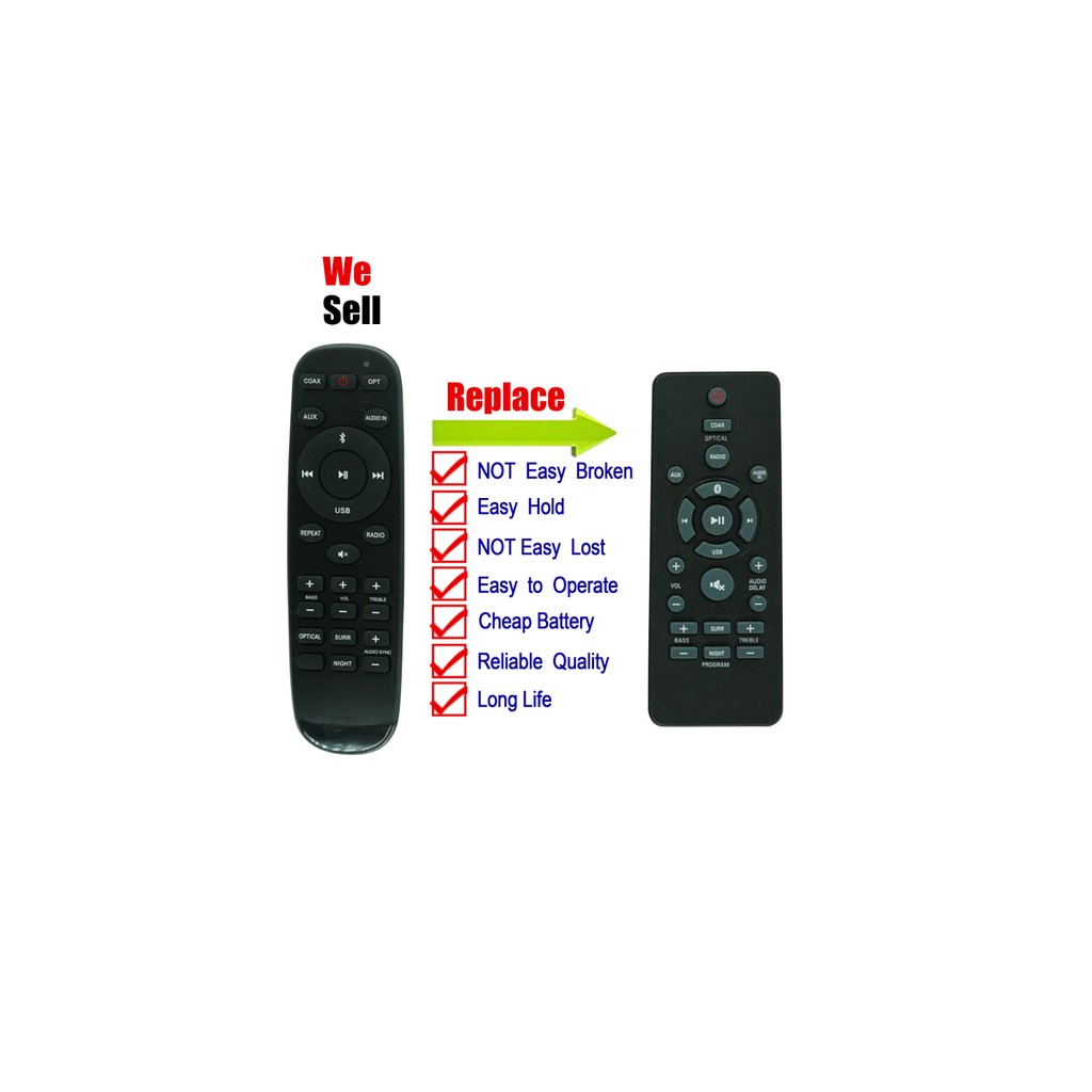 VINABTY Telecomando di sostituzione compatibile con Philips Soundbar HTL2101A/F7 HTL2111A/F7 HTL2160/F7 /F7996510059695 HTL996580004176 HTL1170BF7 HTL1170B/F7 HTL1177BF7 HTL1177B/F7 RT996580004176