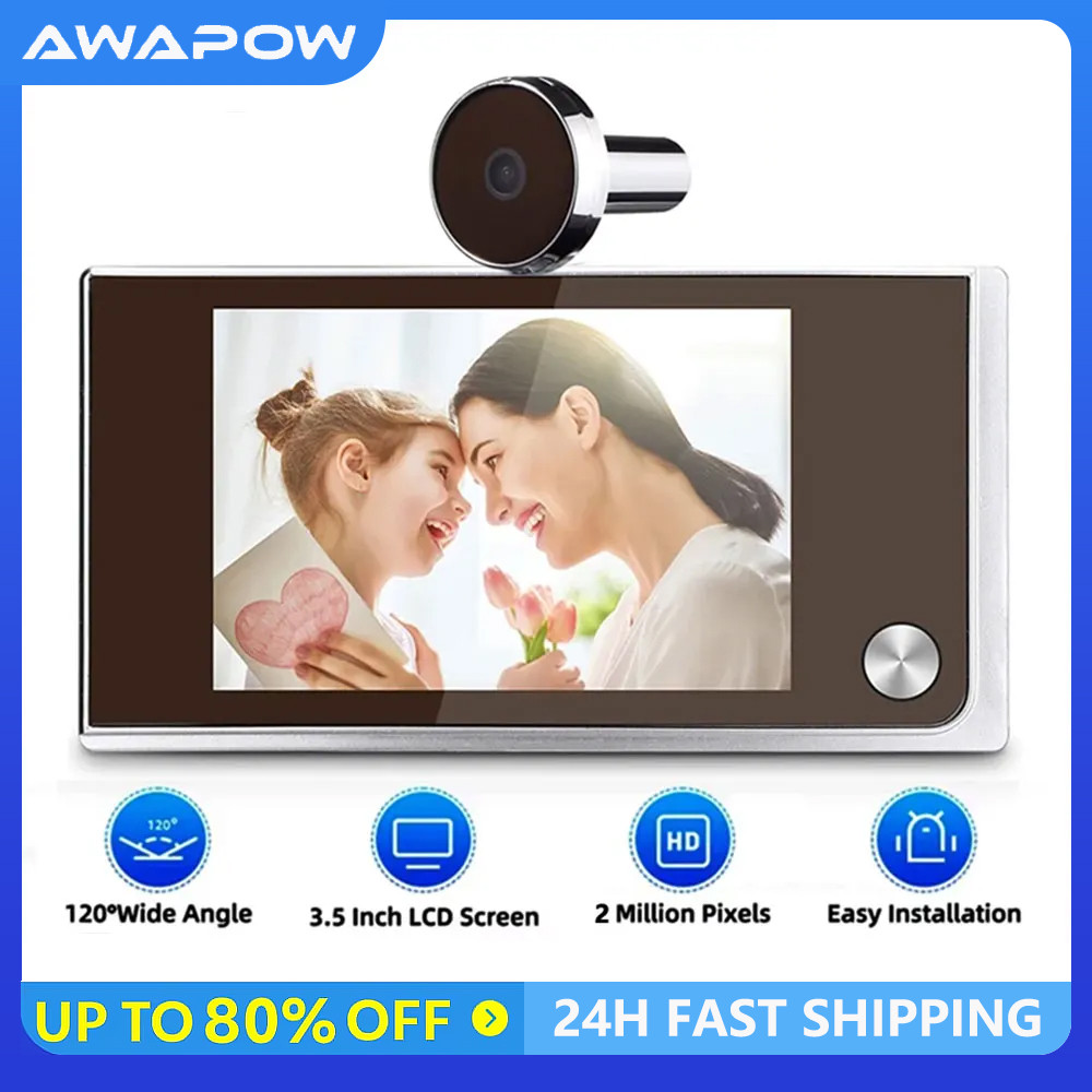 Jual Awapow 3.5 Inch Doorbell Peephole Viewer Digital Door Camera 120