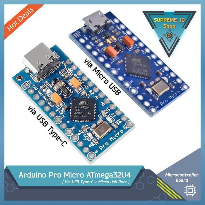 Jual New Arduino Pro Micro ATmega32U4 5V via Micro USB Type-C ...