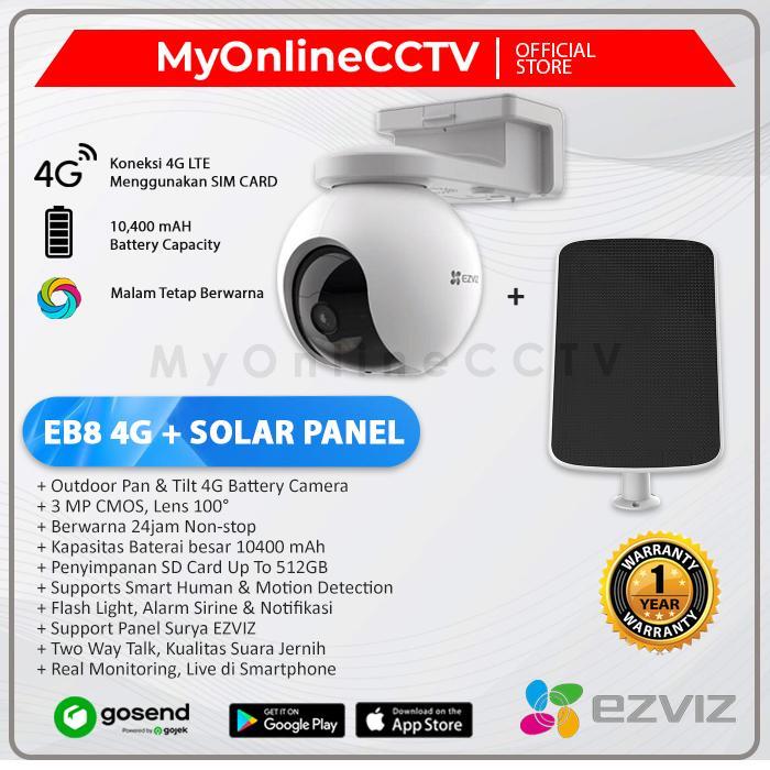 Jual EZVIZ EB8 3MP Color Night PTZ 4G Battery CCTV Outdoor + Solar ...