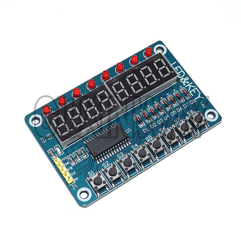 TM1638 8-Bit LED-Anzeigemodul – Mit 8 Tasten, Für AVR ARM, 3-Draht-Steuerung, Display & Tastatur TM1638 LED Anzeigemodul