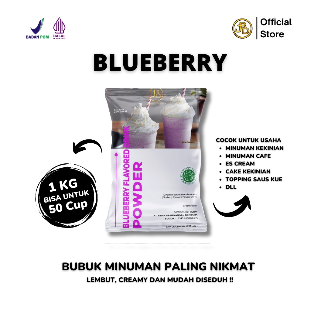 Jual JBD - Blueberry / Blueberry / Bubuk Minuman Buah / Rasa Blueberry ...