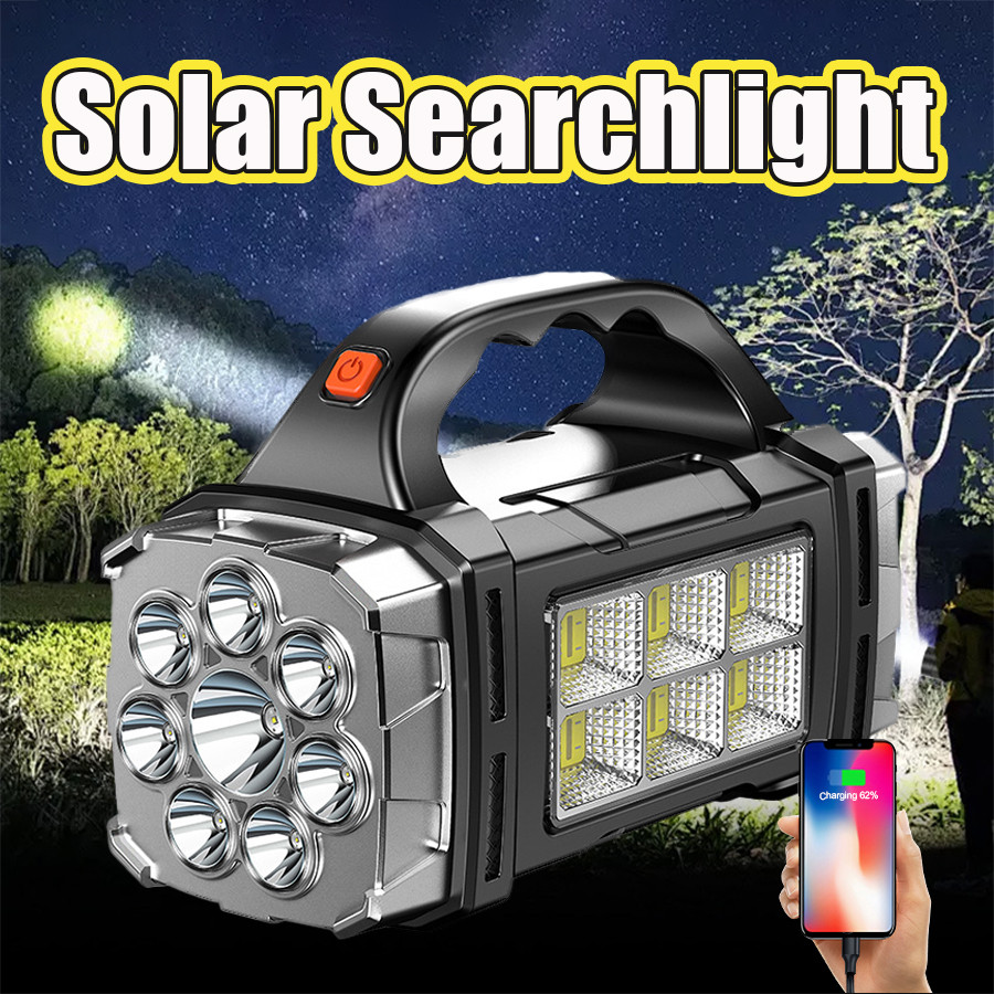 Jual Solar Searchlight White+Yellow Light Powerful Rechargeable ...