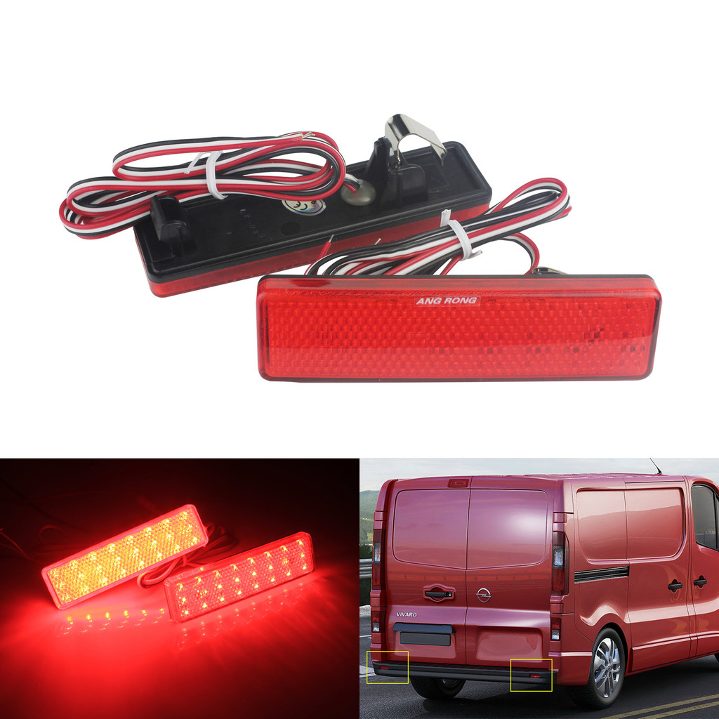 2x LED Rear Bumper Reflector Brake Lights For Toyota RAV4 Avensis 2006-2012 – Black/Red