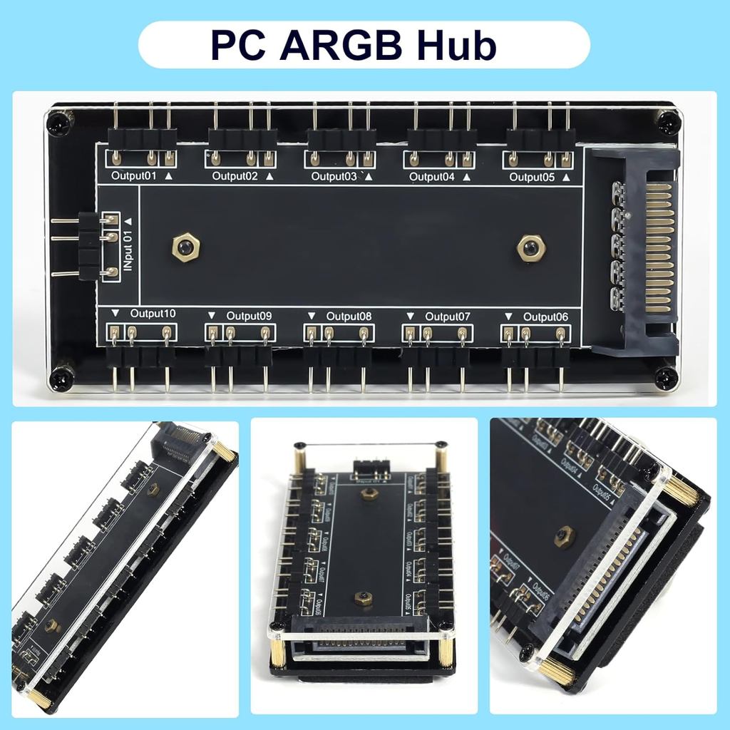 5v 3 Pinos Argb Rgbw Cabo Asus Aura Sincronização Rgb 10 Hub Divisor Sata Adaptador