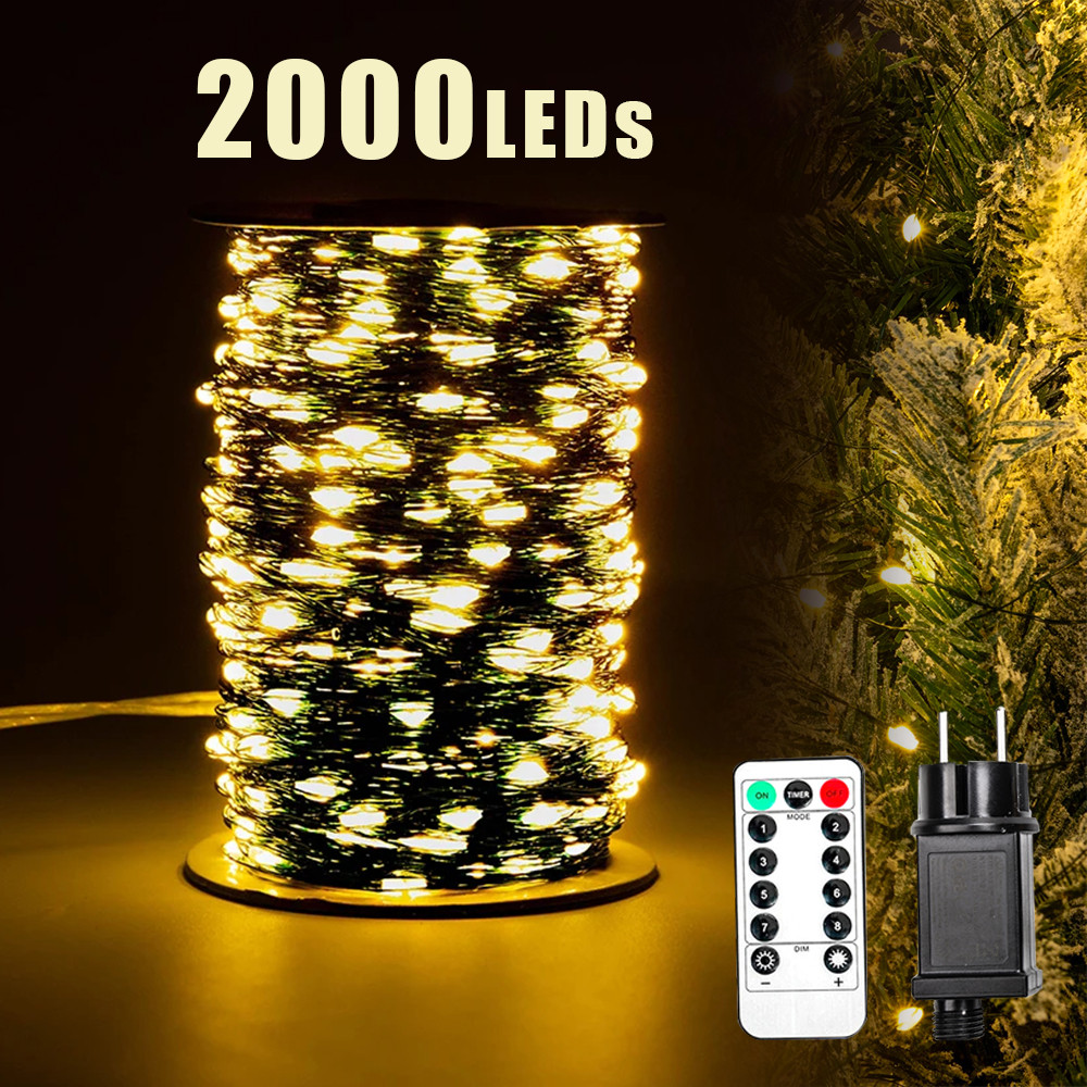 Jual 2000LEDs Fairy string Lights Green Wire Plug In With 8 Mode for ...