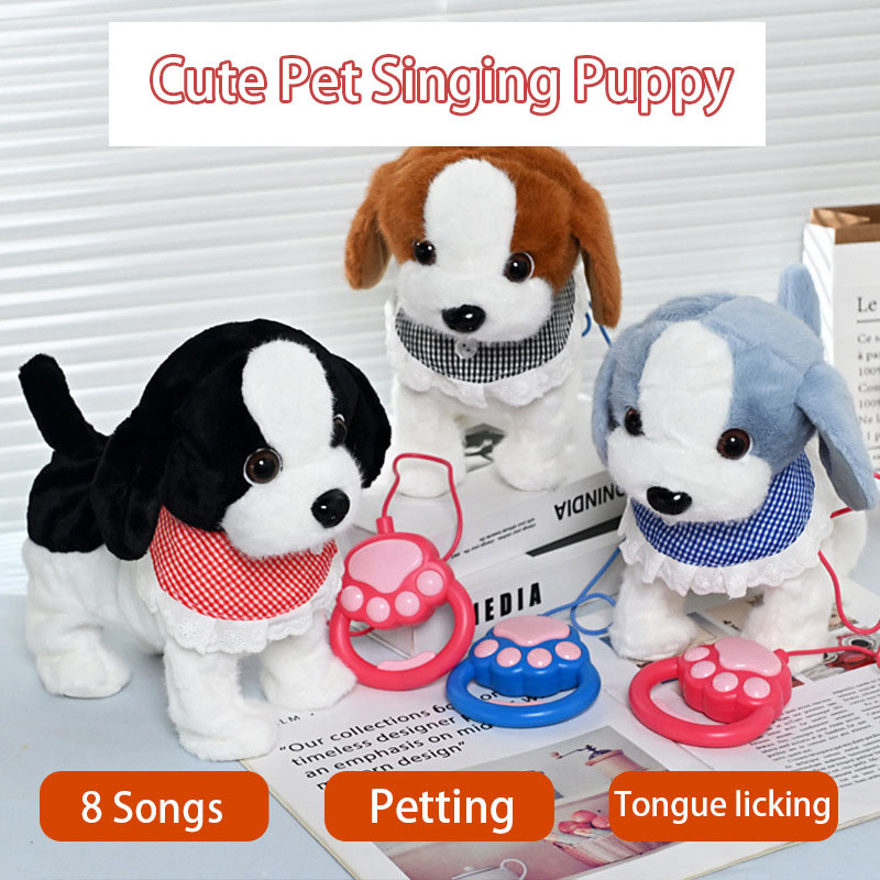 Jual Pull String Electric Puppy Soft Plush Toys Creative Cute Will Lick ...
