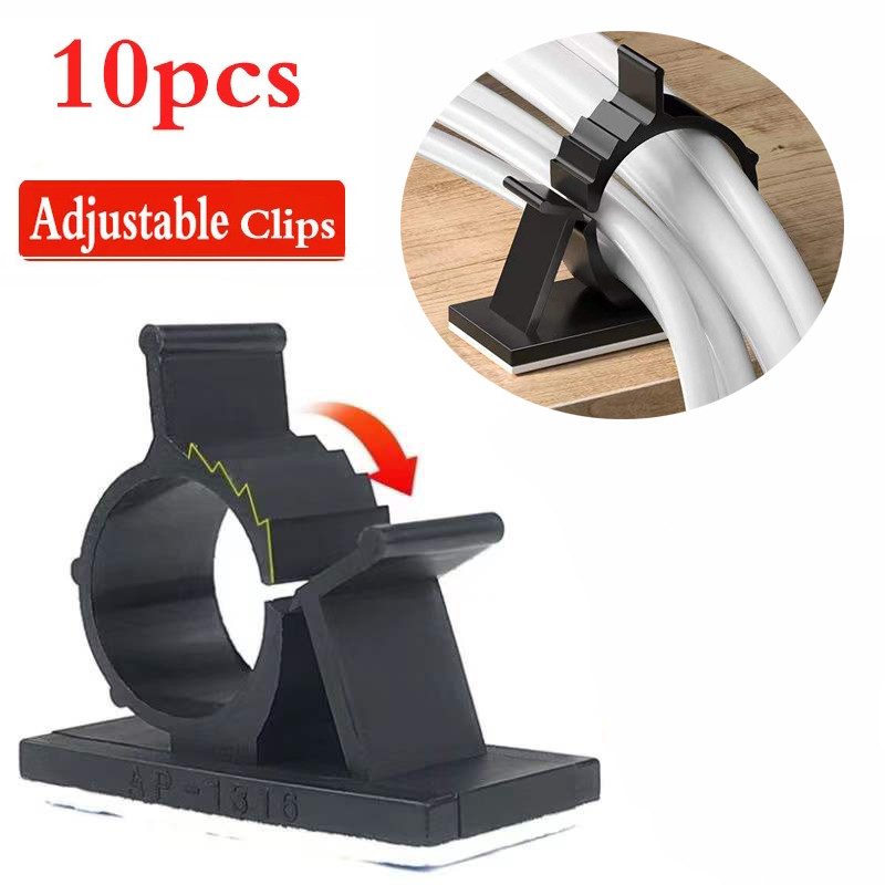 Jual 10pcs Adjustable Cable Organizer Self Adhesive Cable Clips Table ...