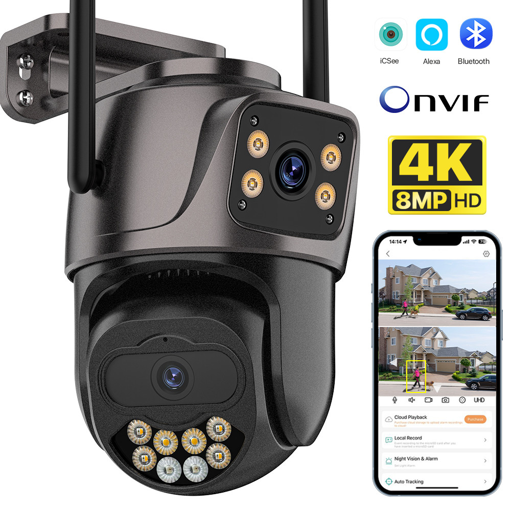 Jual 8MP 4K PTZ Wifi Camera Dual Lens Dual Screen 4MP HD Wireless ...