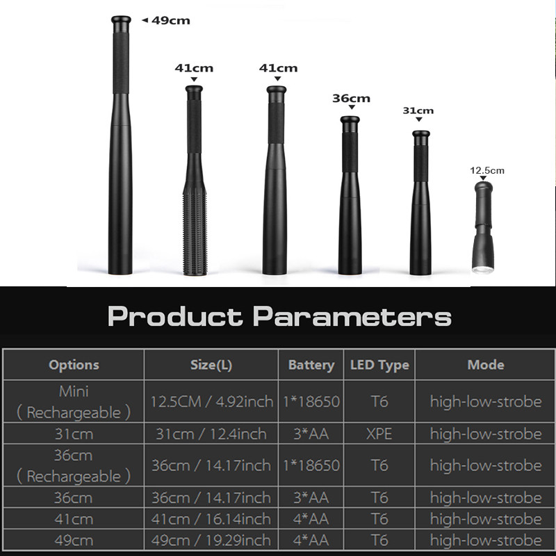 Jual Baseball Bat LED Flashlight Waterproof Super Bright Baton ...