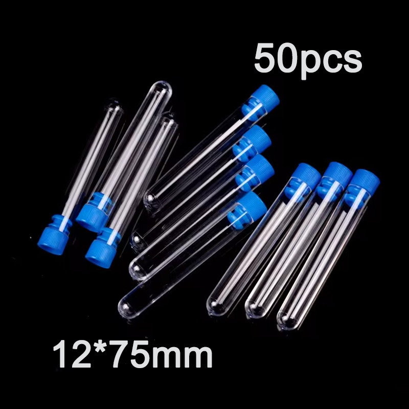 Jual Lab Clear Plastic Test Tube Transparent Tubes With Stopper Tubes ...