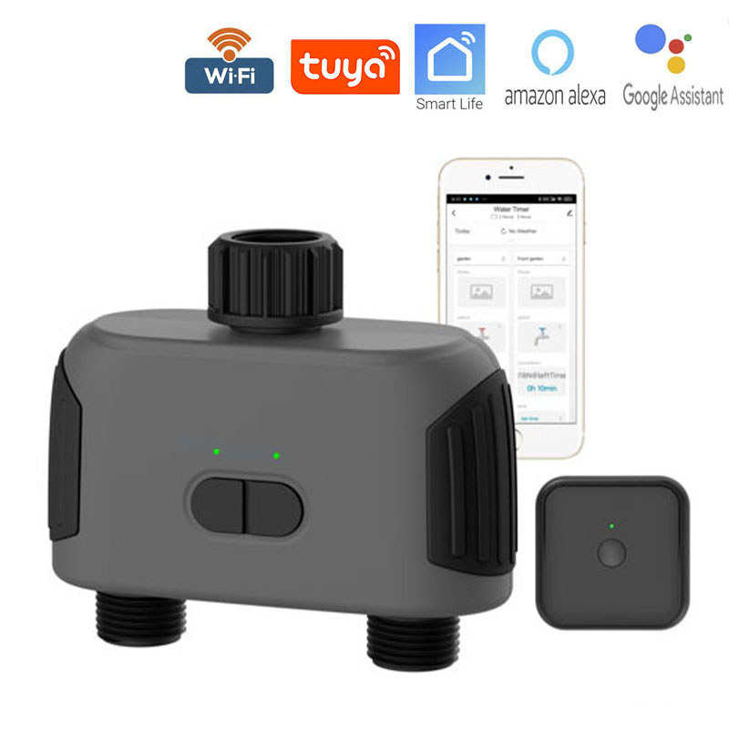 Jual Tuya 2-Port Smart Hose Watering Timer with Wi-Fi Hub, Compatible ...