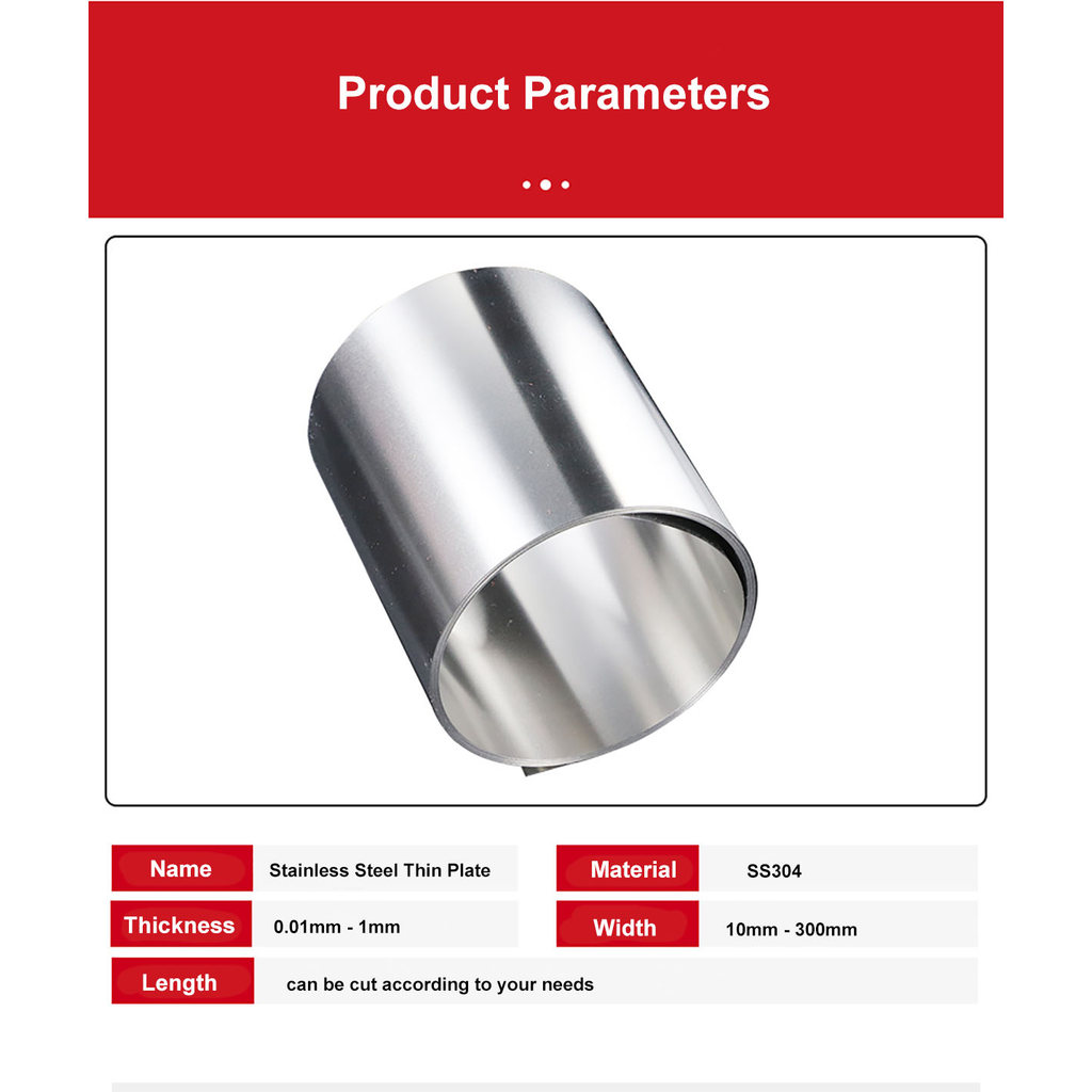 Flexible Metal Sheet Stainless Steel Foil Roll, Metal Foil Plate,1Meter Thickness 0.1mm 1mm Width 10 20 30 40 50 100mm, 1pcs(Thickness 0.1mm,10mm X 1Meter Thin Steel Sheet