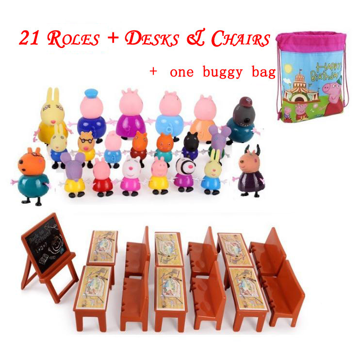 Jual 34pcs/26pcs Set Peppa Pig School Scene Figure Model Toys Kids ...