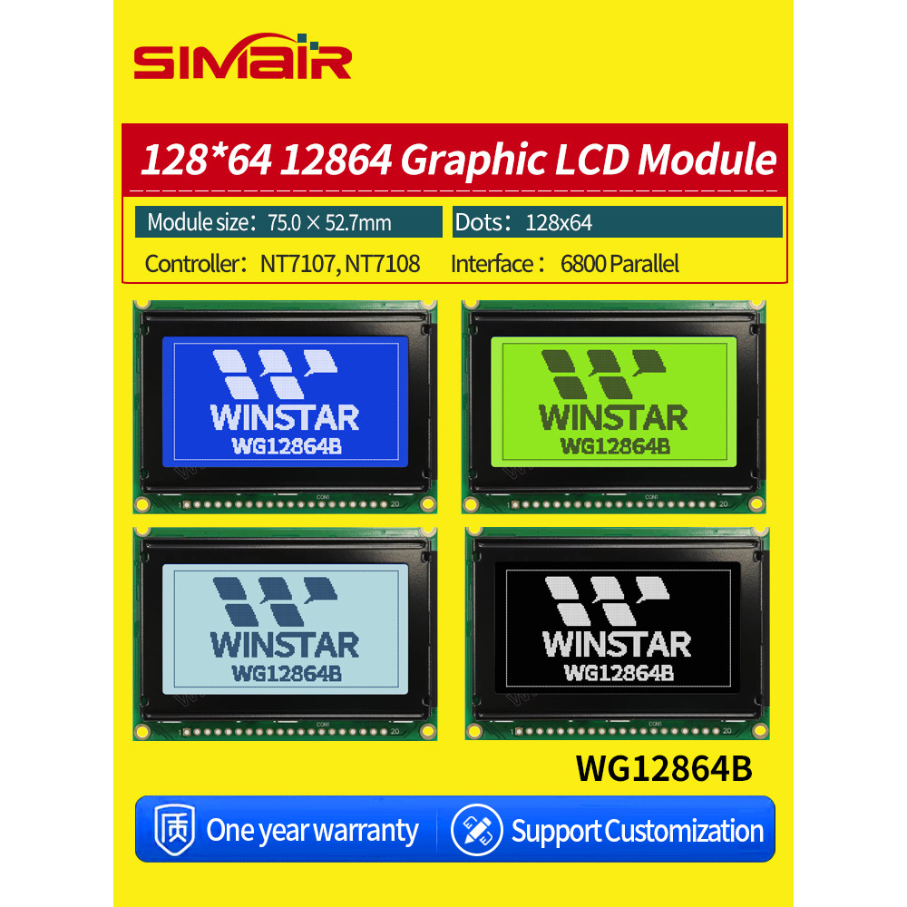 Jual Wg12864B-Tmi-V#N 20Pin 75*52.7Mm Cob Stn Nt7108 128*64 12864 ...