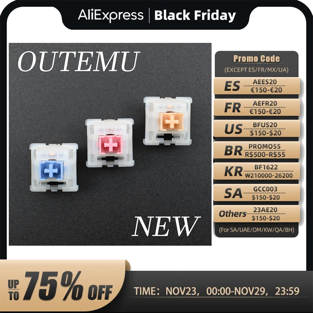 Outemu Jade Switch, Linear/Clicky/Silent Tactile Lubed RGB 5Pin MX
