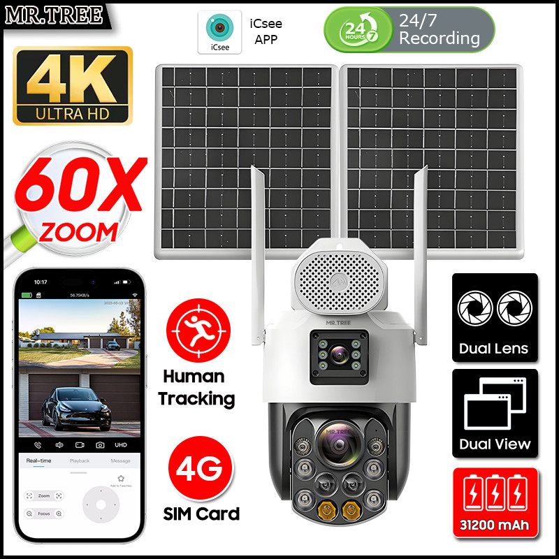 Jual 4G SIM Solar Camera AOV 24 Hours Record Built-in 31200 MAh Battery ...