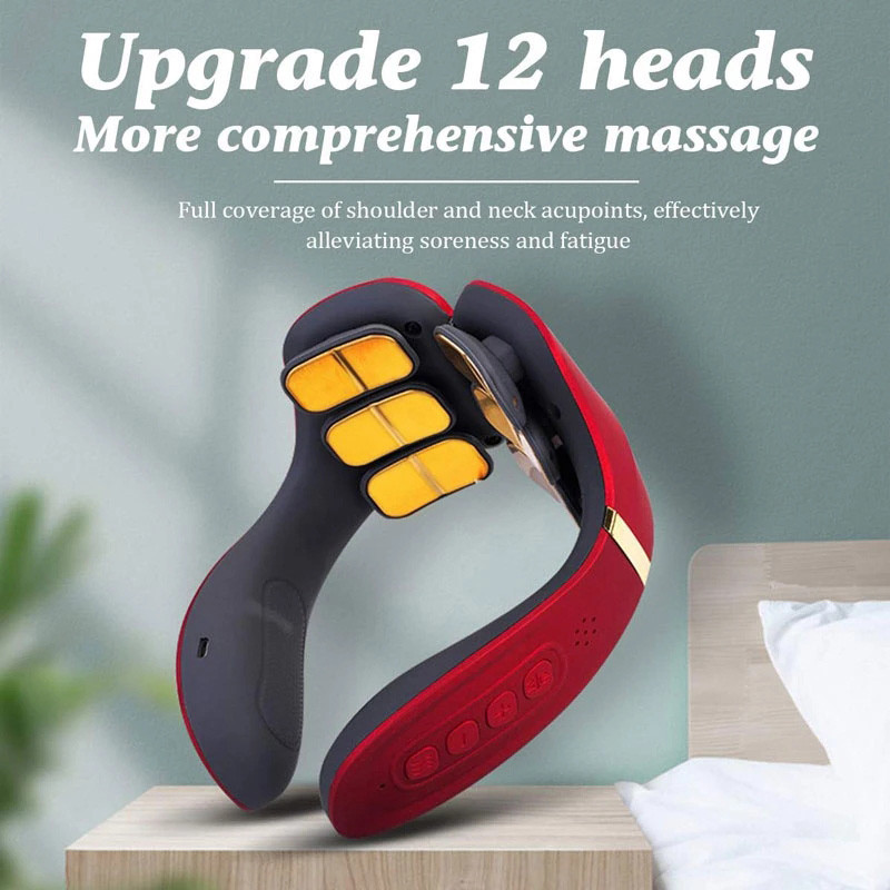 Jual Heating12 Heads Back And Neck Massager 15 Gears Electric Neck ...