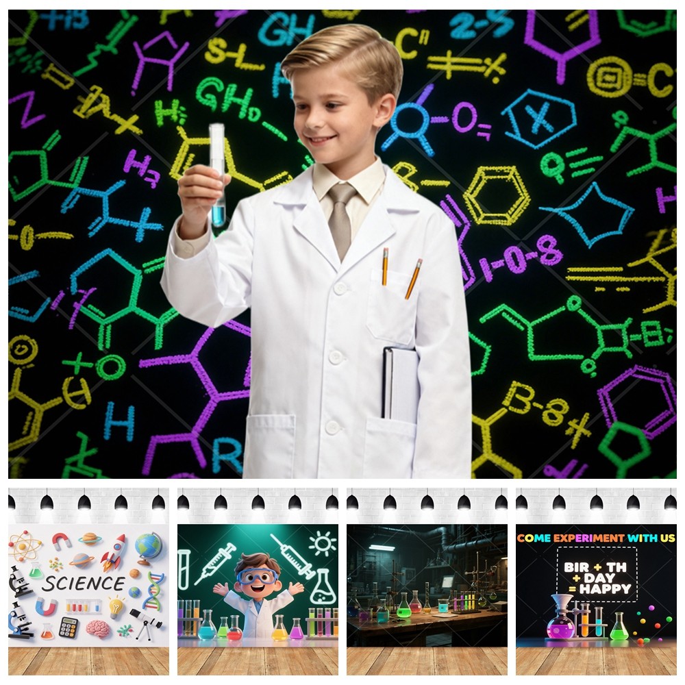 Jual Science Experiment Kids Birthday Party Photo Booth Backdrop ...