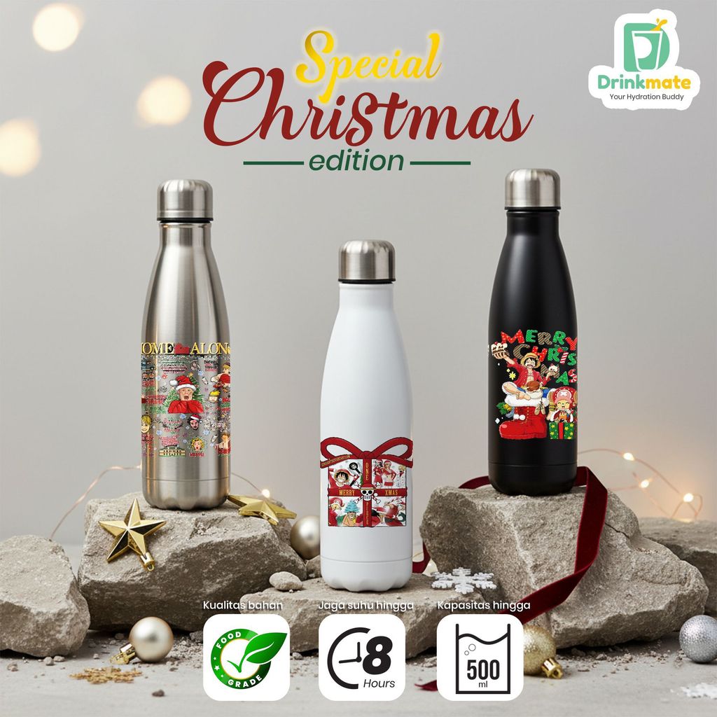 Jual Botol Minum Stainless Steel 304 Kapasitas 500ml Edisi Khusus Natal ...