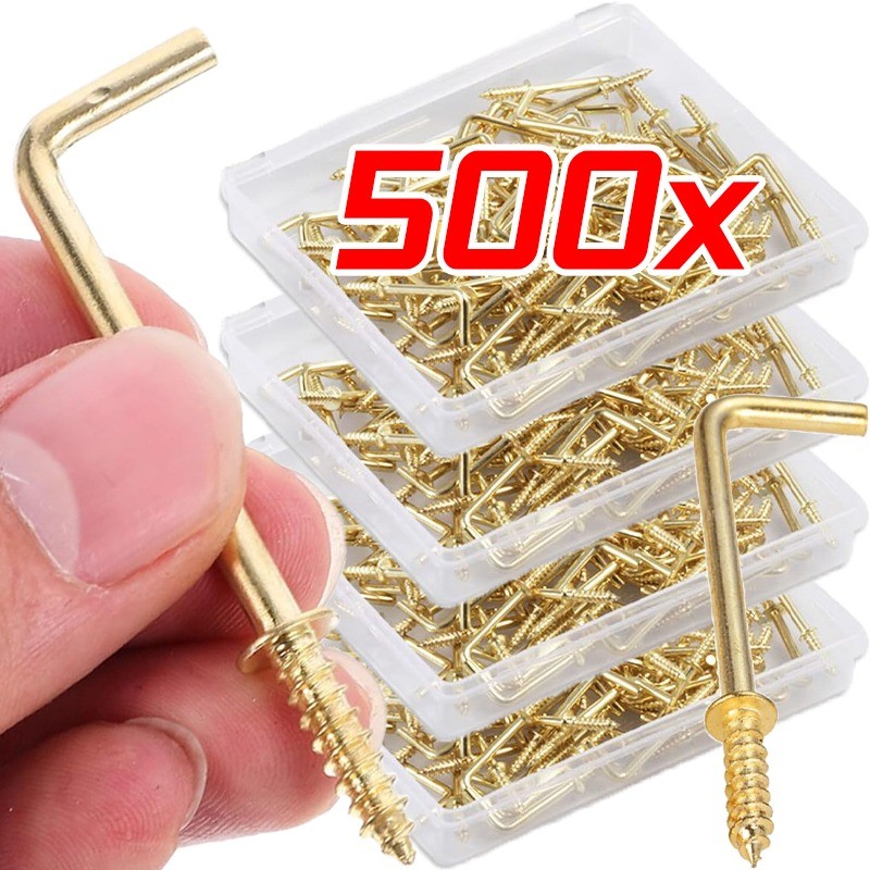 Jual Gold Self-Tapping Screw Hooks L Shape Hooks Furniture Fixing ...