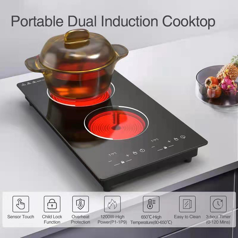 Jual 220\110V Embedded Double-Head Electric Ceramic Stove Induction ...