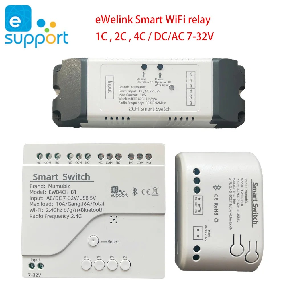 Jual Smart DIY Switch 5V AC/DC 7-32V eWelink WiFi Relay Garage Door ...