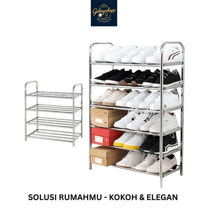Jual Rak Sepatu Stainless Dng 4 / 5 / 6 Susun Kokoh, Anti Karat, Bikin ...