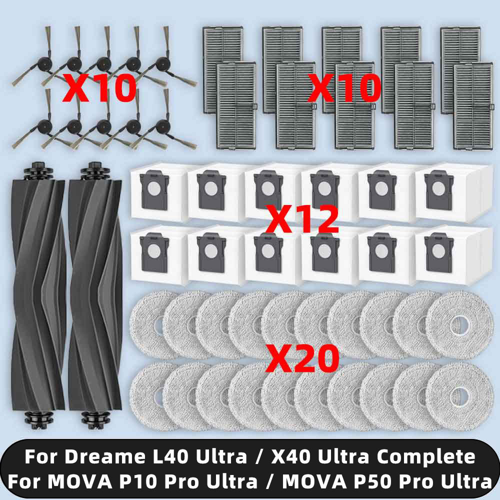 HeyKewi Accessories Kit for Dreame X40 Ultra Complete / L40 Ultra/X40 Master, for Mova P50 Pro Ultra Robot Vacuum Cleaner (18 Accessories
