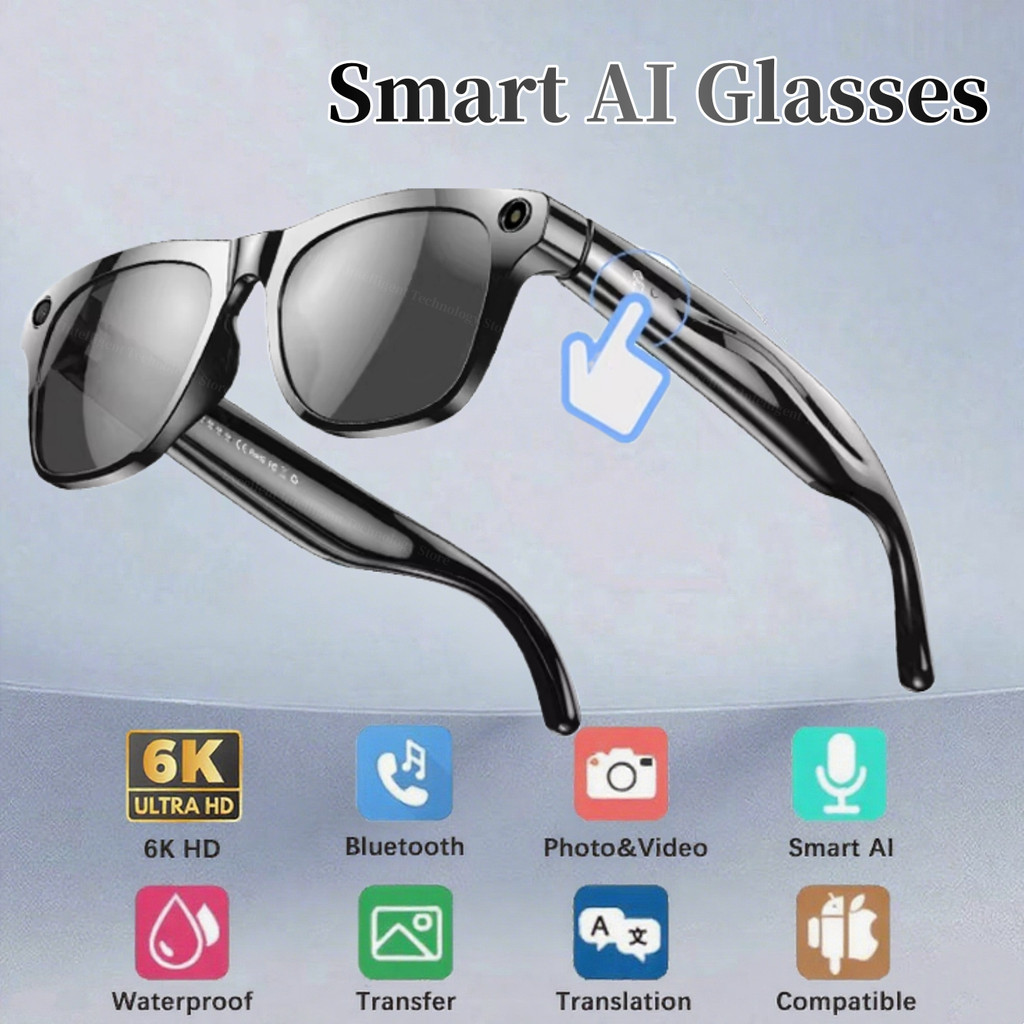 Jual 1080P HD Smart Glasses Bluetooth AI GPT Camera Call Voice ...