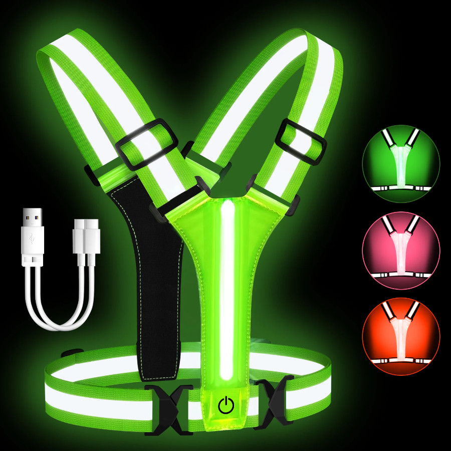 Jual Led Running Vest Usb Rechargeable Reflective Glowing Reflector ...