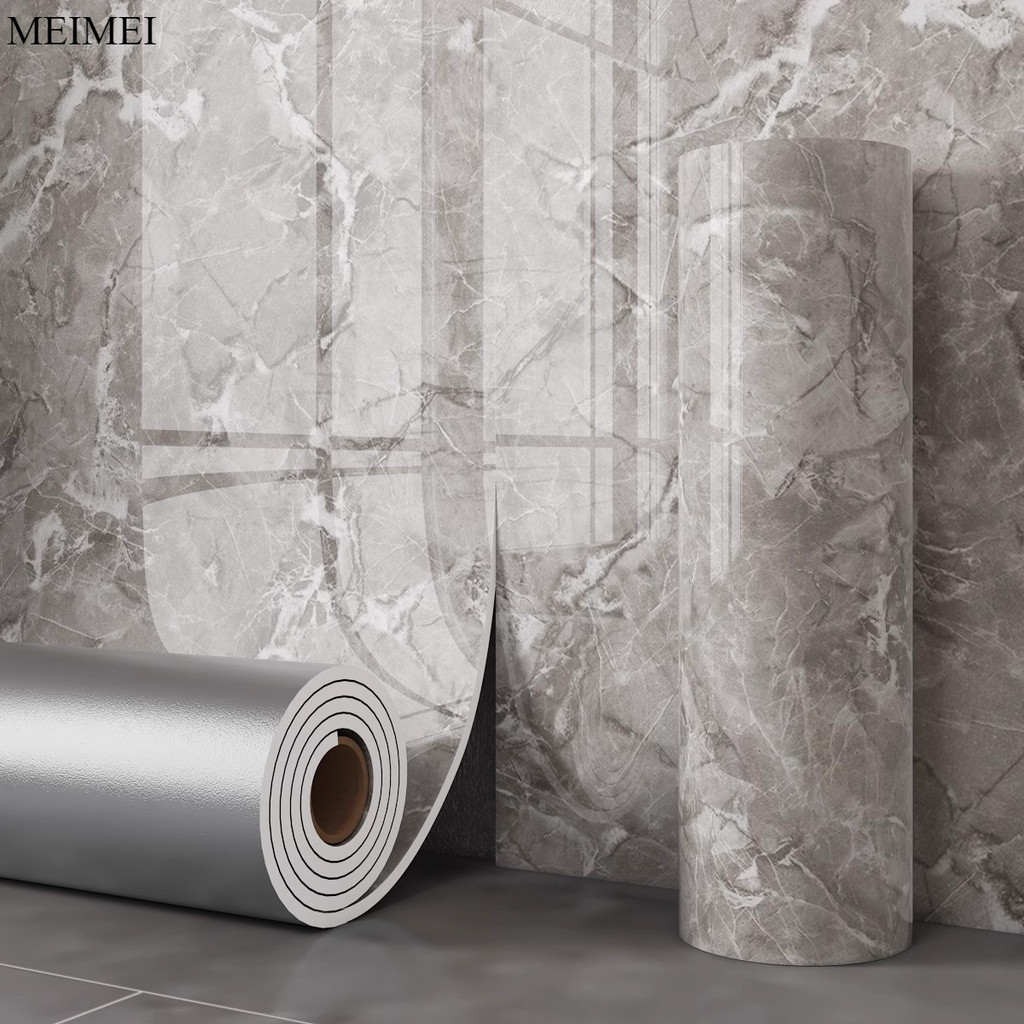 Jual 1 Roll of 3D Marble Tile Floor Stickers 3D Wall Panels, DIY Self ...
