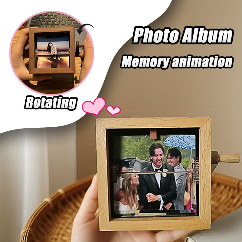 Jual Mini Wooden Rotating Photo Memorial Album Frame Hand Cranked ...