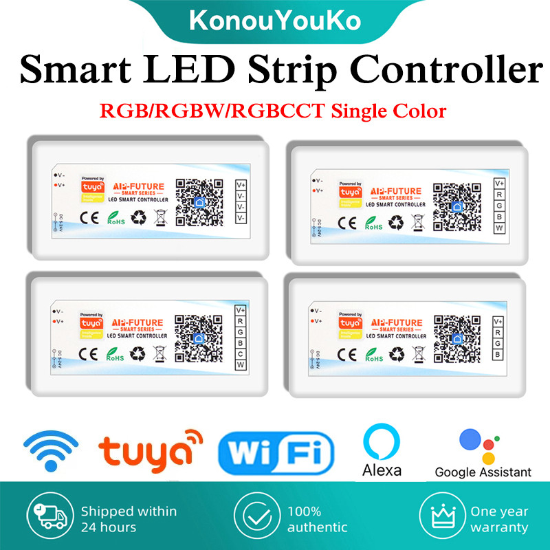 Jual Tuya WiFi Smart LED Controller DC5-24V Single color Dimmer CCT RGB ...