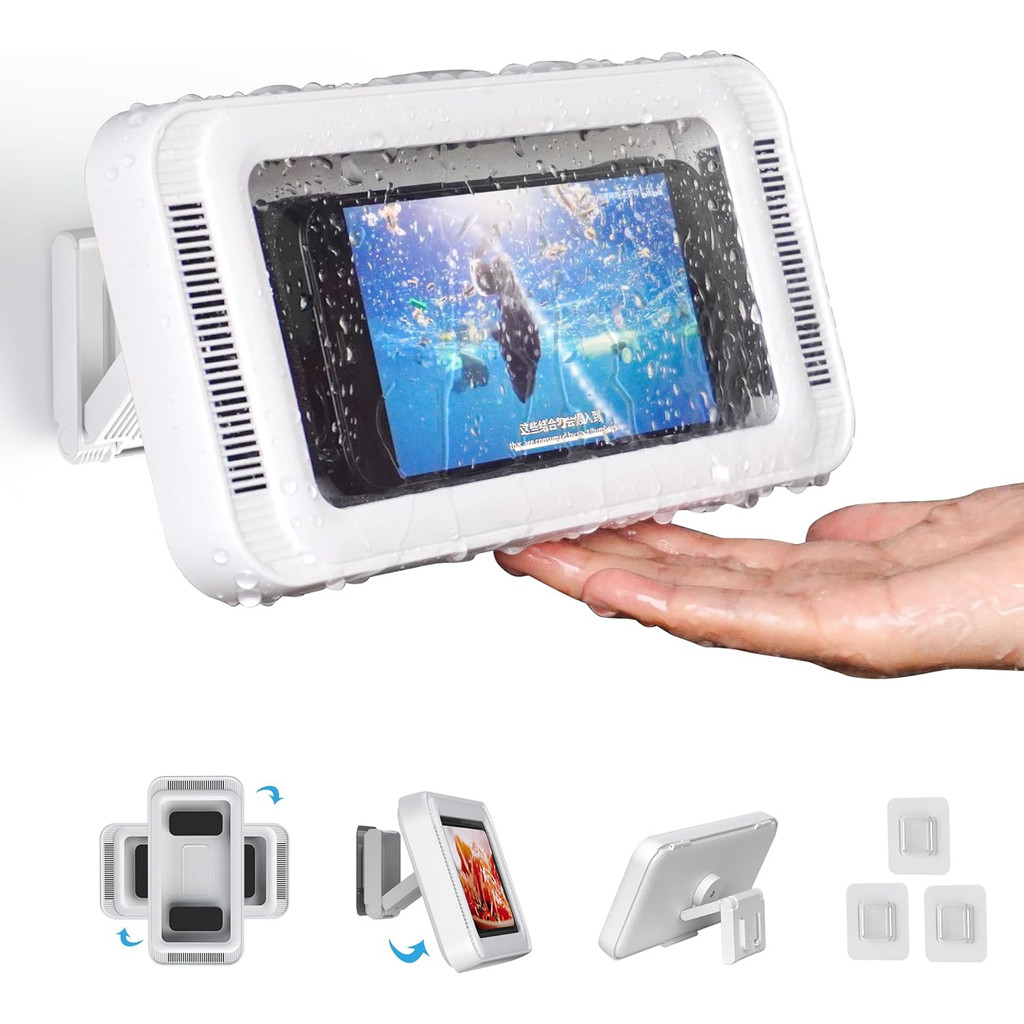 Jual Shower Phone Holder With Speaker 480 Rotation, Wall Phone Mount ...