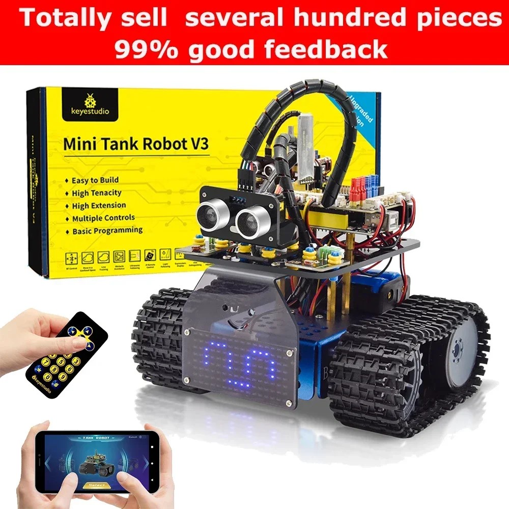 Jual Keyestudio Upgrade Mini Smart Tank Robot V3.0 For Arduino Kit ...