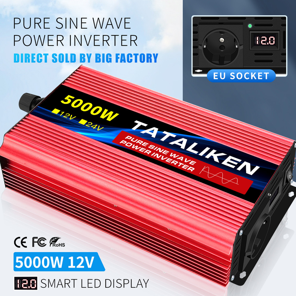Jual Pure sine wave inverter DC 12V 24V to AC 220V voltage EU socket ...
