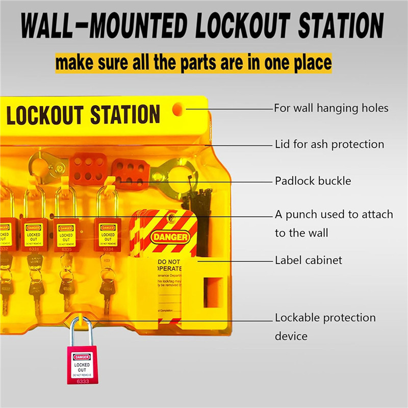 Jual Aa84 3 Set Lockout Tagout Station For Safe Electrical Lockouts,6 ...