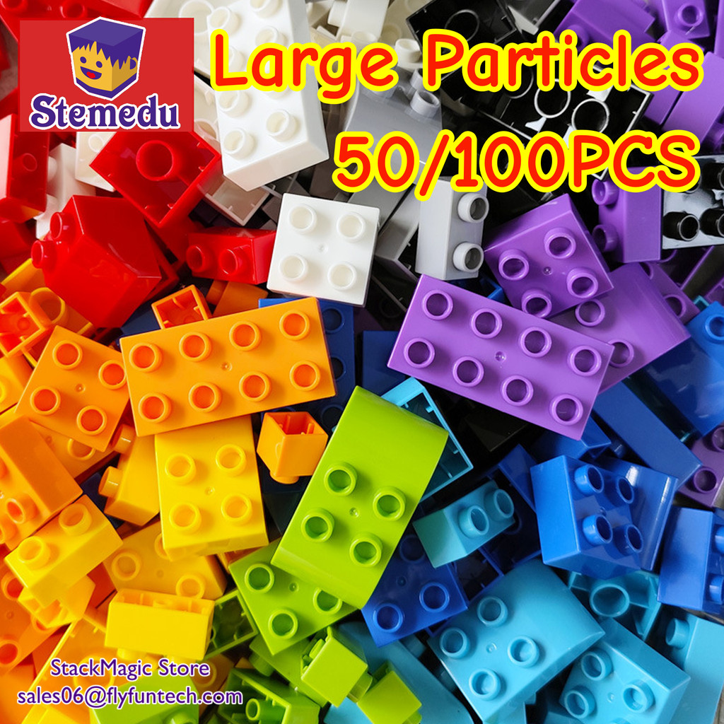 Jual 50/100pcs Bulk Big Building Blocks DIY Random Color Assembly Basic ...